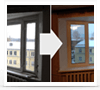 Угловое эркерное окно ПВХ в кирпичном доме